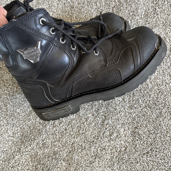 Harley Davidson 10 1/2  Motorcycle Boots Leather Black Mens Size 10.5M Damage - Picture 8 of 16